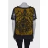 Lacy T-shirt with beaded embroidery