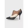 Perforated leather ankle boots