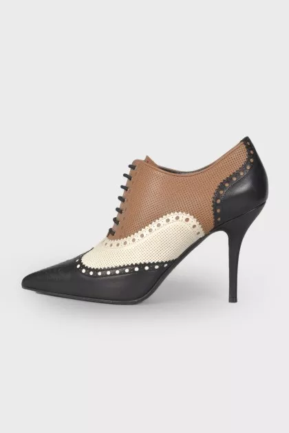Perforated leather ankle boots