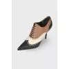 Perforated leather ankle boots
