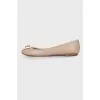 Beige embellished ballet flats