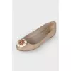 Beige embellished ballet flats