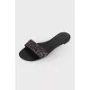 Slippers in leopard print with rhinestones