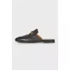 Black leather mules