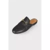 Black leather mules