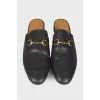 Black leather mules