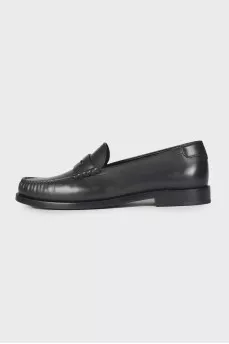 Black leather loafers