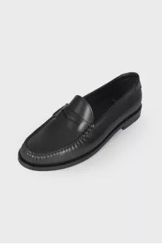 Black leather loafers