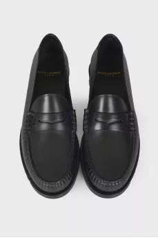 Black leather loafers