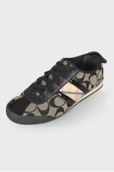 Textile sneakers with brand logo