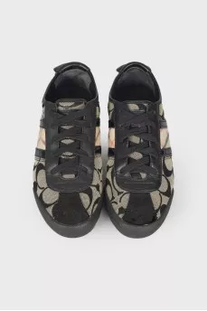 Textile sneakers with brand logo
