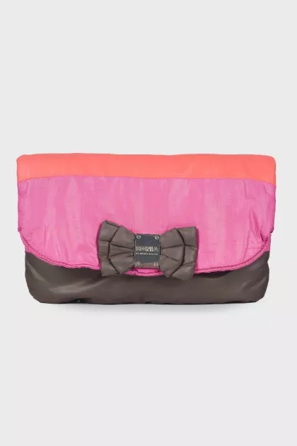 Textile clutch with a bow