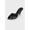Black mules made of genuine leather