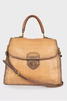 Woven bag with brand logo