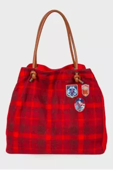 Checked textile bag