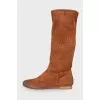 Perforated suede boots