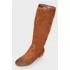 Perforated suede boots