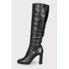 Square toe leather boots