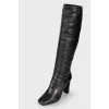 Square toe leather boots