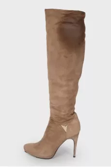 Suede stiletto boots