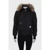 Cropped jacket with fur hood