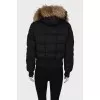Cropped jacket with fur hood