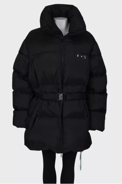 Black down jacket on the belt