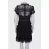 Dress with ruffles and beaded embroidery