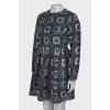 Print dress with sequins