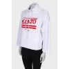 White hoodie with embroidered brand logo