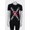 Black t-shirt with tag print