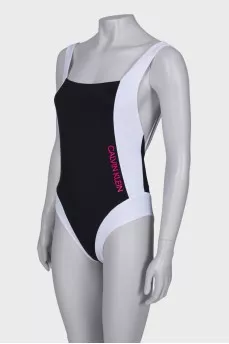 Black and white swimsuit with tag