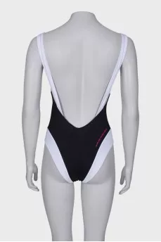 Black and white swimsuit with tag