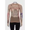 Translucent long sleeve with tag