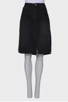 Tag slit denim skirt