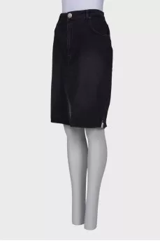Tag slit denim skirt