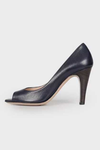 Dark blue leather shoes