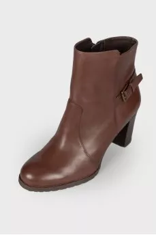 Dark brown leather ankle boots