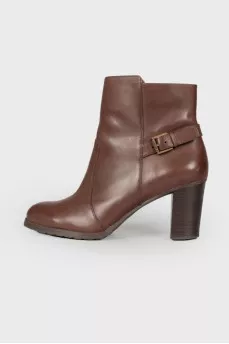 Dark brown leather ankle boots