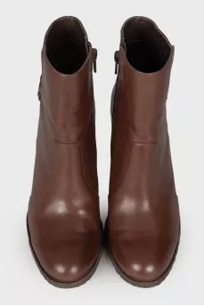 Dark brown leather ankle boots