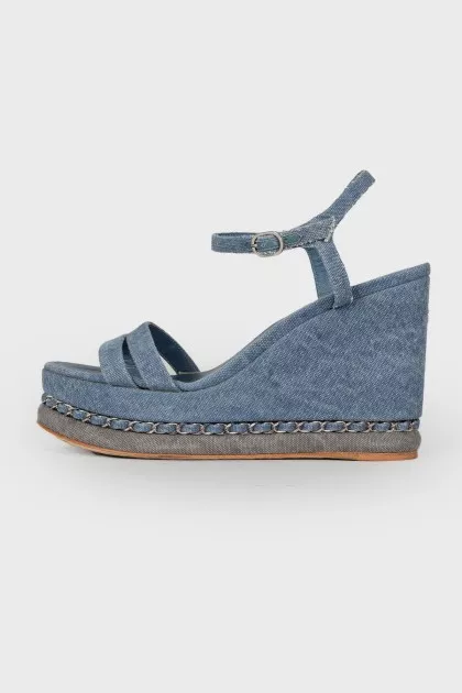 Textile wedge sandals