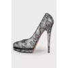 Silver shoes with lace