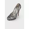 Silver shoes with lace
