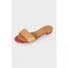 Leather slippers with low heels