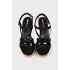 Lacquered wedge sandals