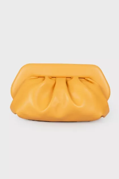 Draped leather clutch