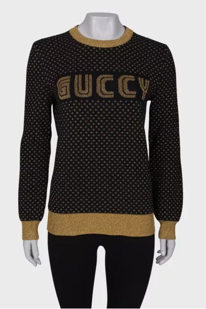 Black embroidered sweater