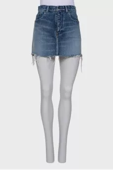 Denim skirt with pockets