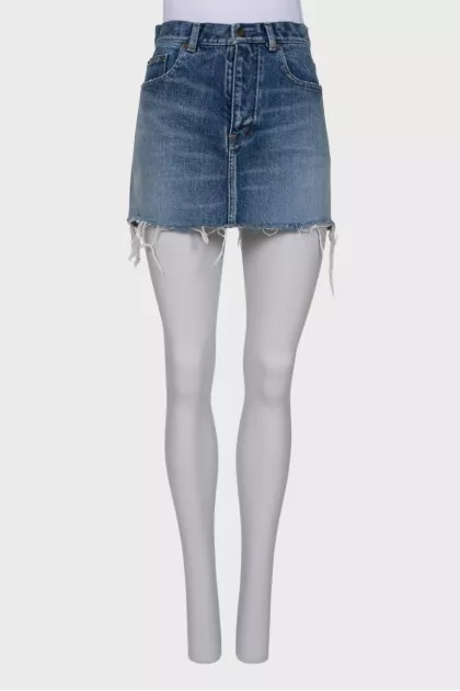Denim skirt with pockets