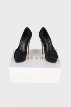 Shoes with rhinestone heels